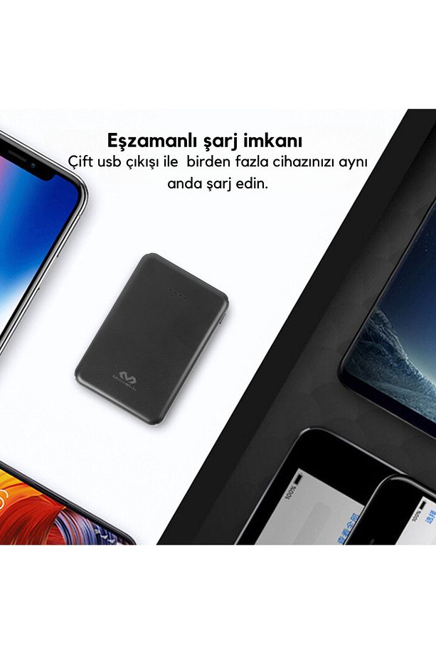 5000 Mah Powerbank Çift Usb Çıkışlı Type-c Ve Micro-usb Girişli Taşınabilir Güç Kaynağı - 5