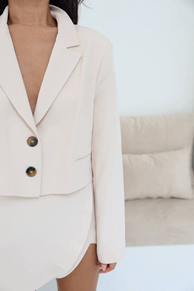 Crop Blazer Ceket - 2
