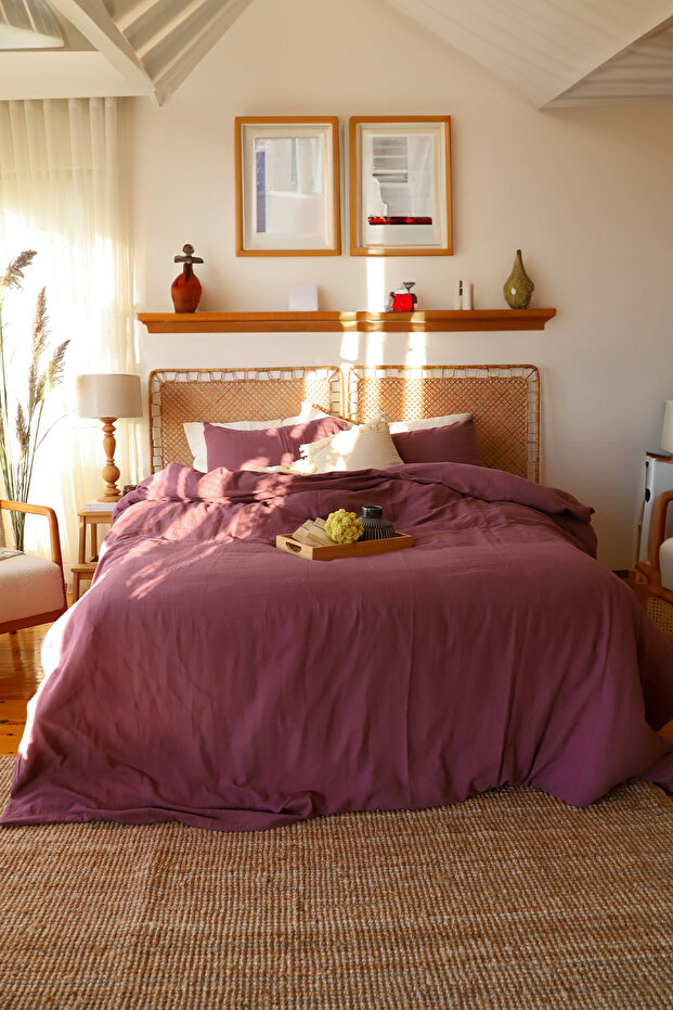 Double Layer Muslin Duvet Cover Set, 100% Cotton Soft Fabric 200X220 cm Murdum