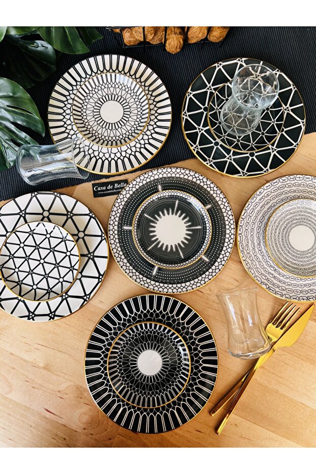 طقم كيك/شاي بنمط ديكور مكون من 18 قطعة - 1