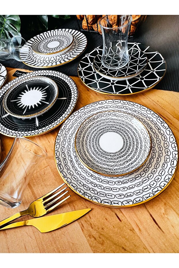 طقم كيك/شاي بنمط ديكور مكون من 18 قطعة - 5