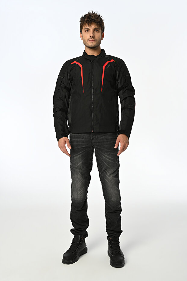Sepang Black Gray Red Biker Jacket