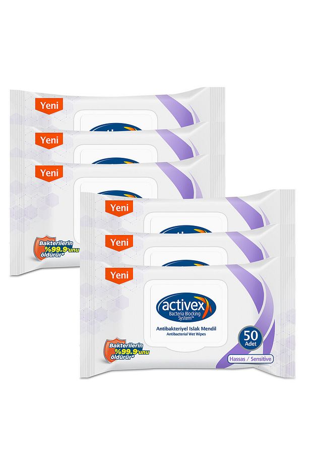 Antibakteriyel Islak Mendil Hassas 6x50 Yaprak (300 YAPRAK) - 1