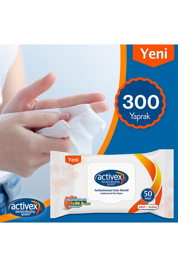 Antibakteriyel Islak Mendil Hassas 6x50 Yaprak (300 YAPRAK) - 2