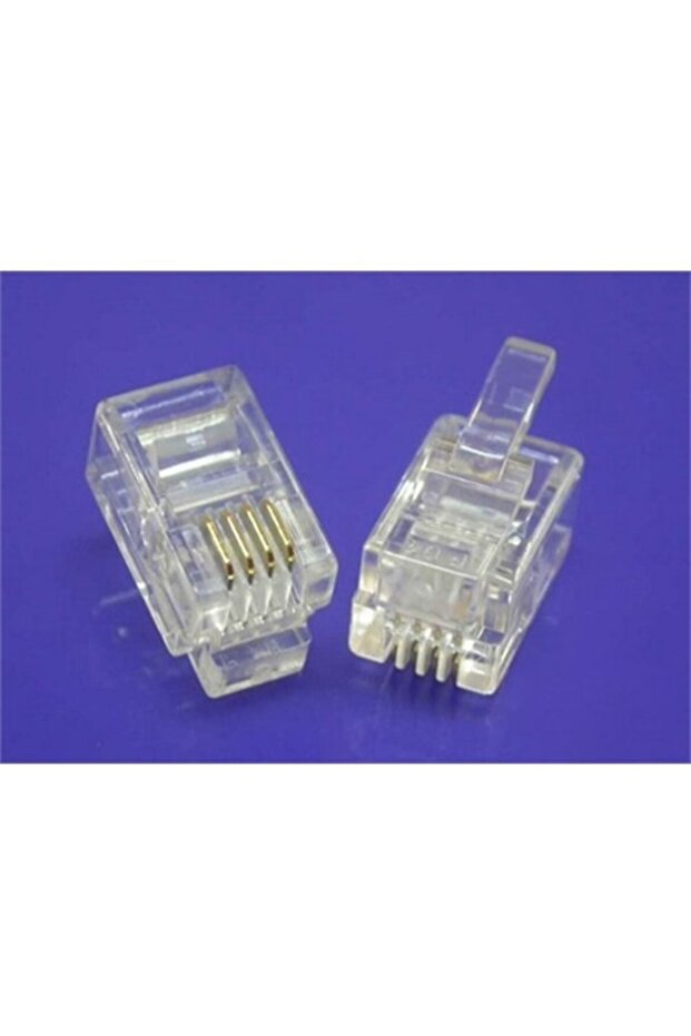 Rj11 4Pin Transparent Plastic Connector 100 Pieces