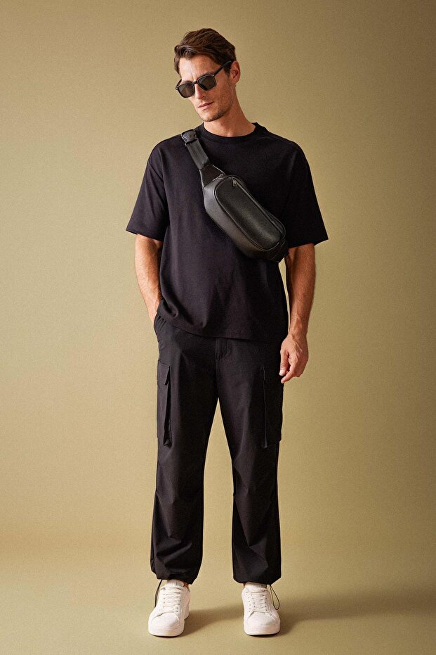 Relax Fit Cargo Pants with Pockets and Elastic Legs A5301Ax23Au