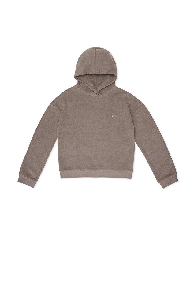 Hooded Collar Beige Women's Sweatshirt 241 Lcf 241016 Laney Beige