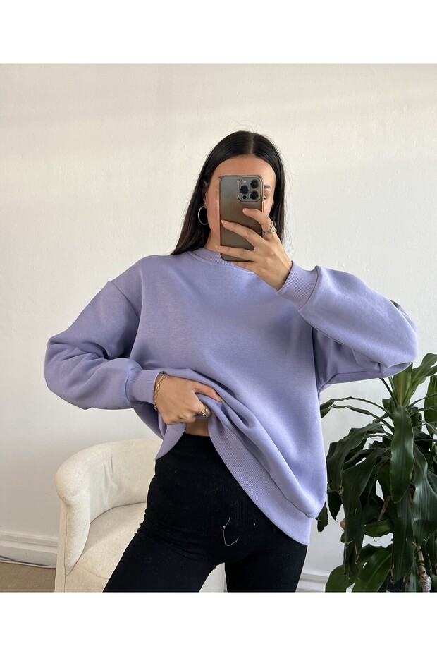 Lila Basic Oversize Sweatshirt 26088 - 1