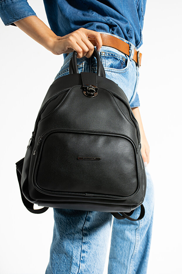 SN 1381 WOMEN'S BACKPACK MULTI COMPARTMENTS BLACK