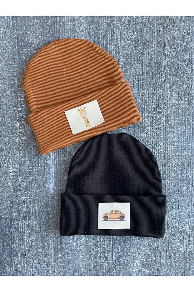Baby Boy / Child Labeled Camisole Beanie Black Tan