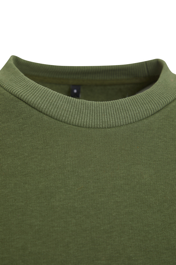 Haki Kalın İçi Polarlı Regular/Normal Kalıp Bisiklet Yaka Basic Örme Sweatshirt TWOAW24SW00101 - 8