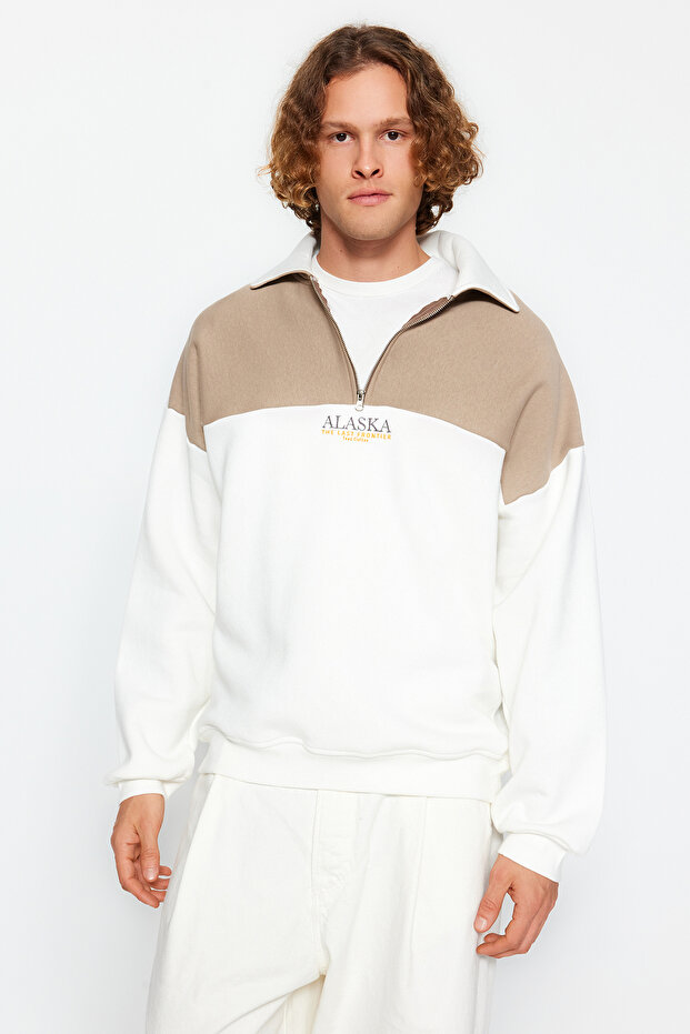 Színes blokkoló nyérc oversize polár pulóver - TMNAW24sw00130 - 3