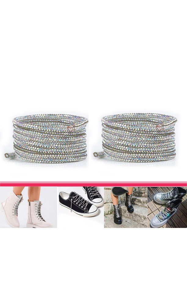 Kristal Taşlı Parlak Taşlı Bot Ve Ayakkabı Bağcığı Uçsuz 120 Cm 1 Çift ( Multi Color ) - 1