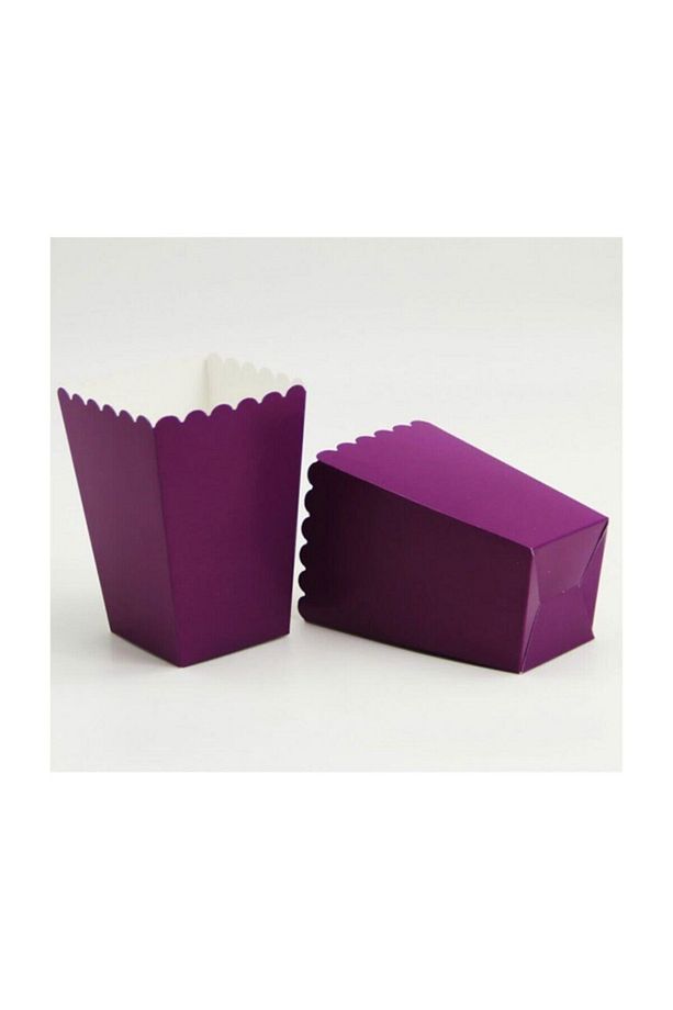 Popcorn Kutusu ( Mısır Cips Kutusu ) 10 Adet Mor Renk - 1
