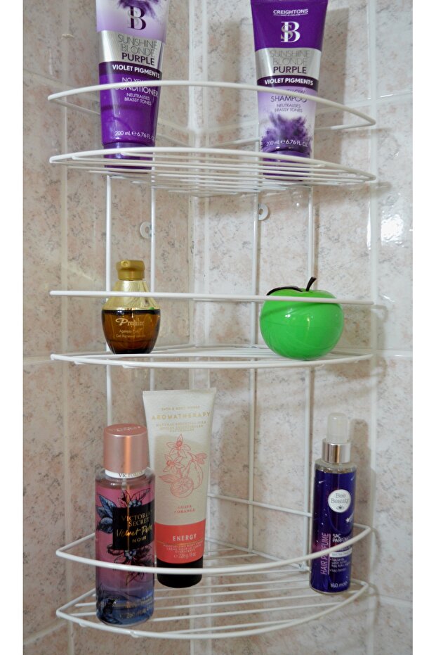Stainless Triple 300x230x500 Bathroom Corner Steel White Shelf Shampoo Holder Corner Holder