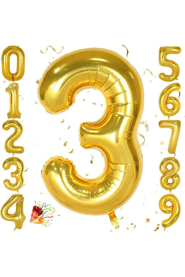 Gold Color Number Foil Balloon 1 Large Size 76 cm Helium Flying Foil Balloon 34" Inch 1 Piece