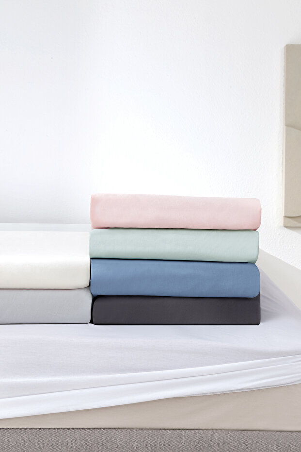 Noah Ecru Color Elastic Bed Sheet - 3