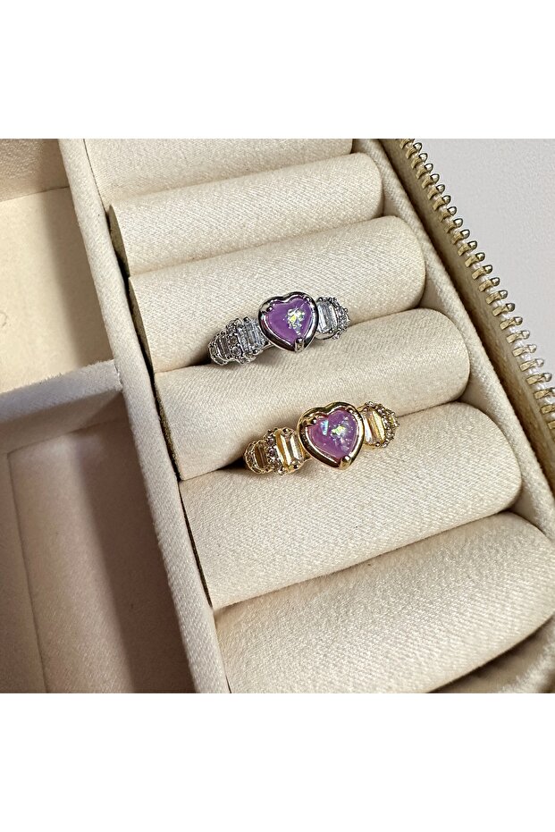 أرجواني أوبال حجر القلب الدائري - 2