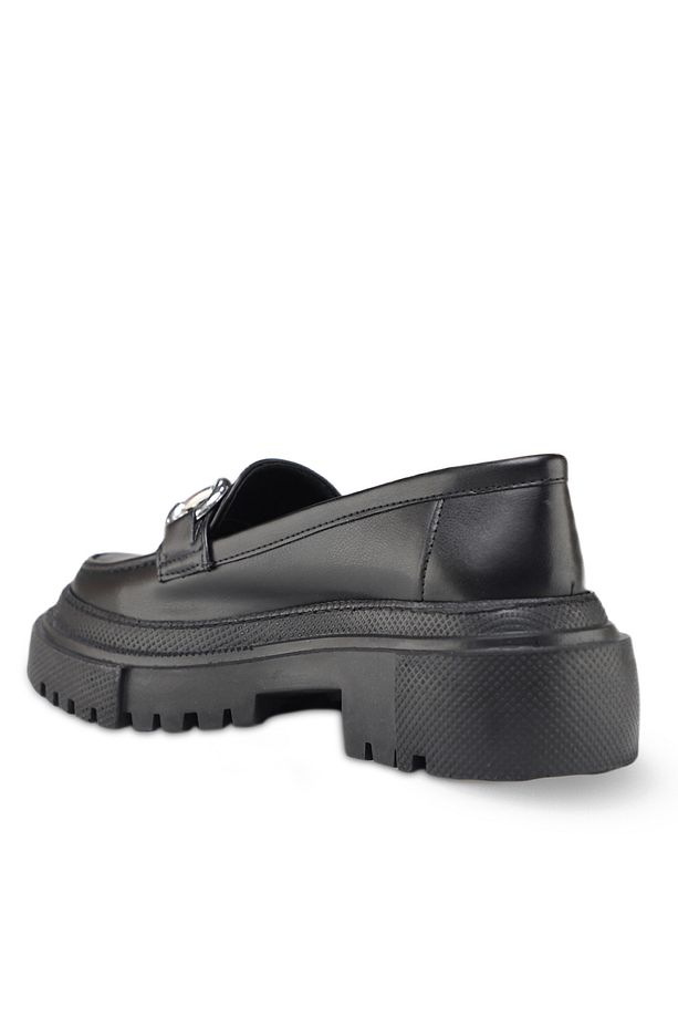 ® | Smart Kadın Siyah 5cm Yüksek Özel Kalın Taban Sert Dayanıklı Şık Tarz Loafer Ayakkabı - 5