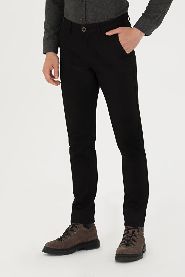 US POLO ASSNMEN'S WOVEN SLIM FIT BLACK TROUSERS