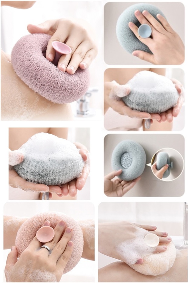 Suction Cup Bath Brush Body Scrub Fast Foaming Soft Bath Loofah Bath Massage Ball