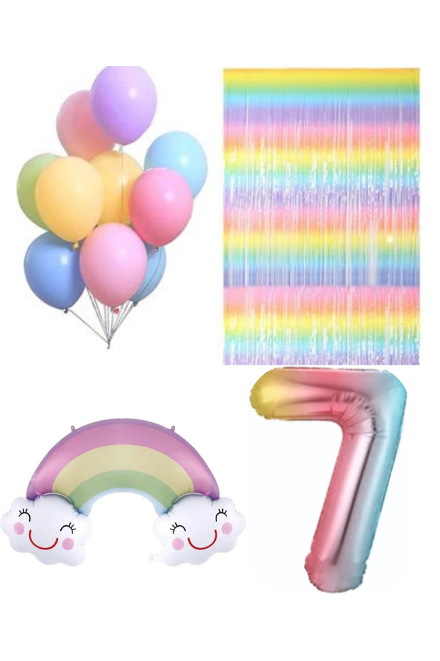 Colorful Birthday Party Set Rainbow Balloon Figure Foil Balloon Backdrop Set