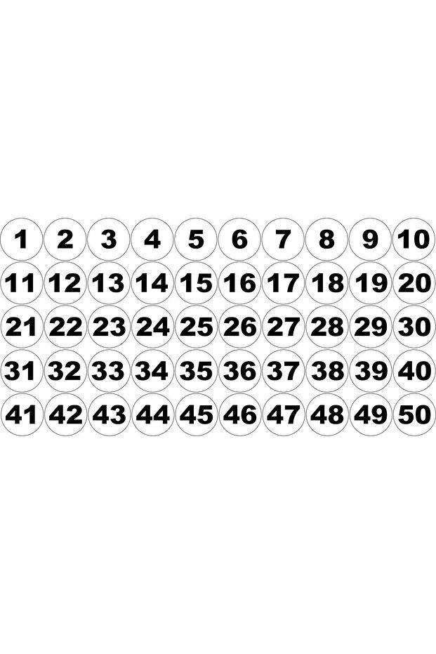 تسمية الأرقام من 1 إلى 50
