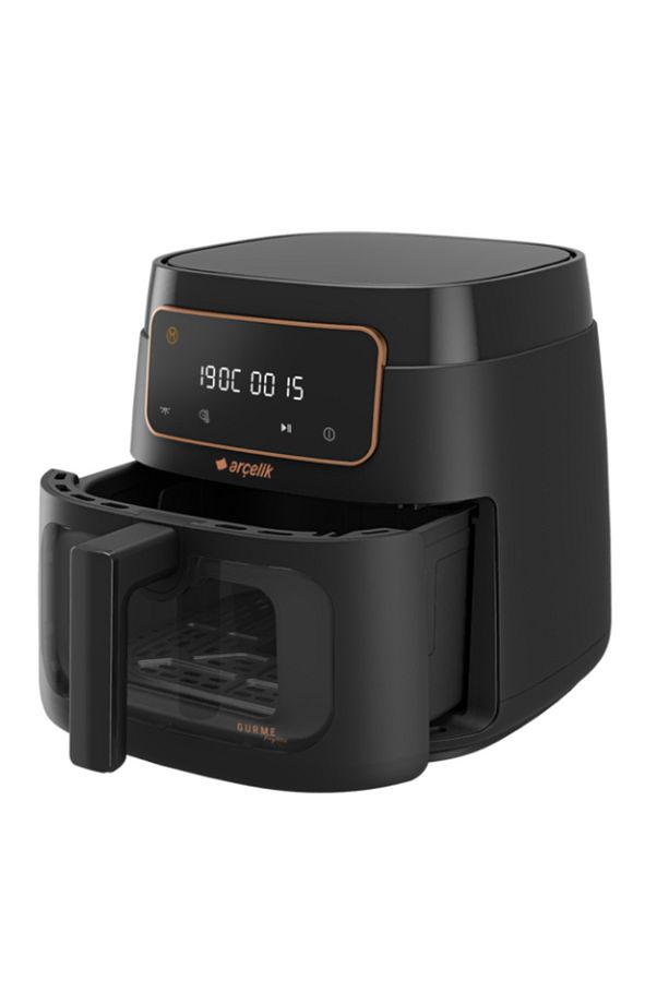 Airfryer Yağsız Fritöz, 7.6 lt 1750 W Cam Sepet, 9 Otomatik Program Led Ekran, Siyah - 4