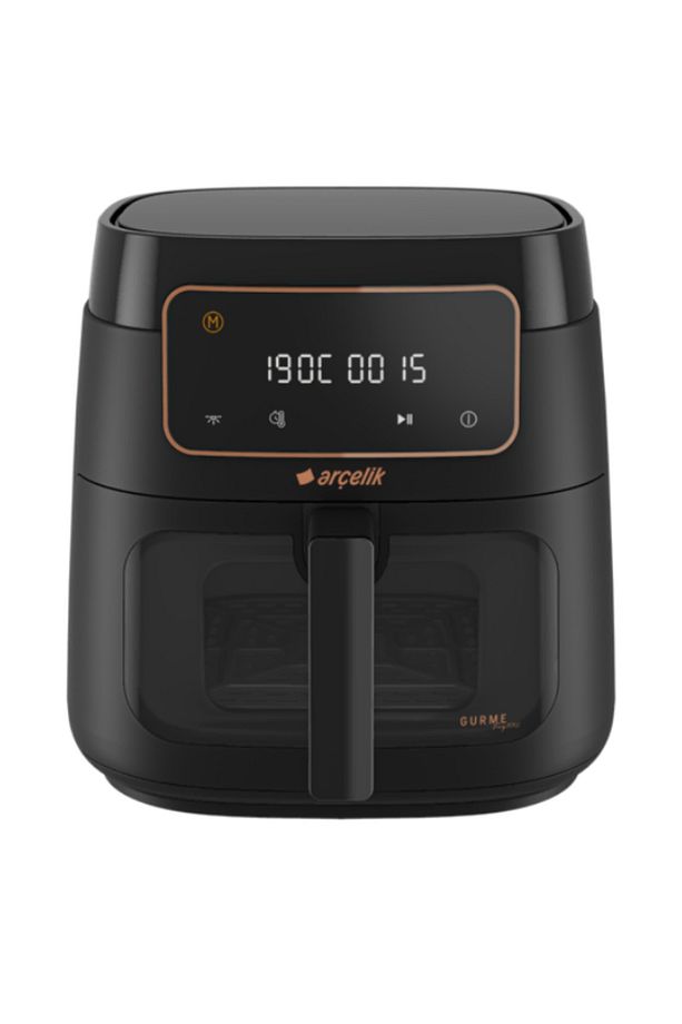 Airfryer Yağsız Fritöz, 7.6 lt 1750 W Cam Sepet, 9 Otomatik Program Led Ekran, Siyah - 1