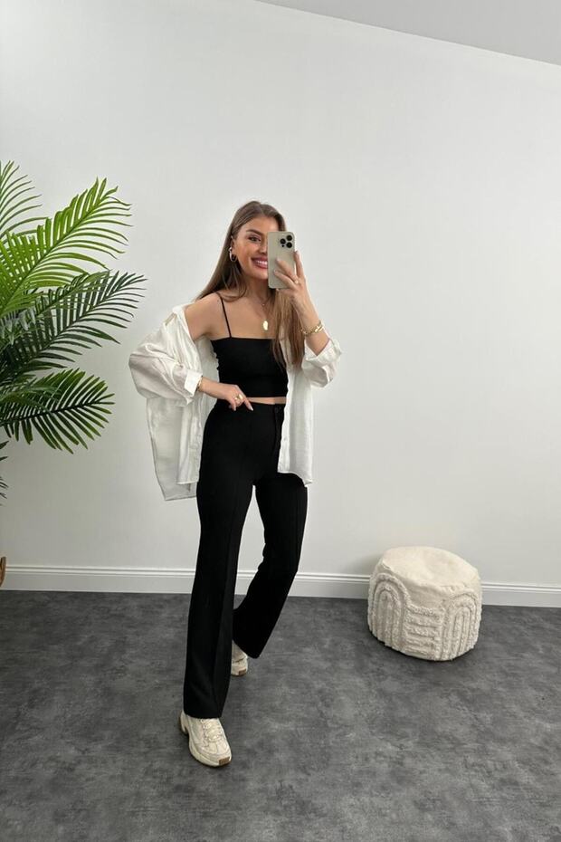 Lüx Kalite Basic Salaş Gömlek Beyaz - 6