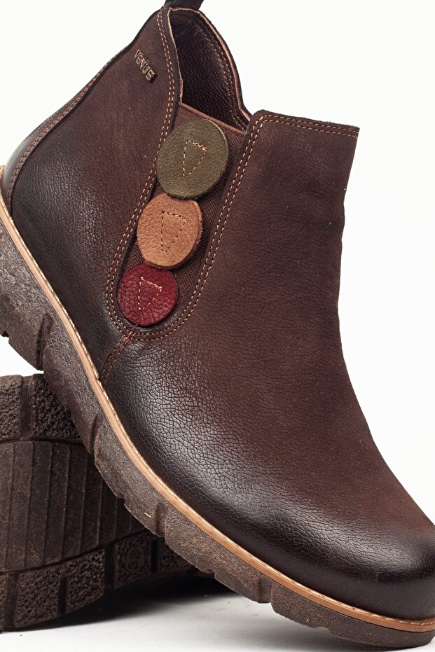 Deri Yanı Lastikli Kahve Bot - 4