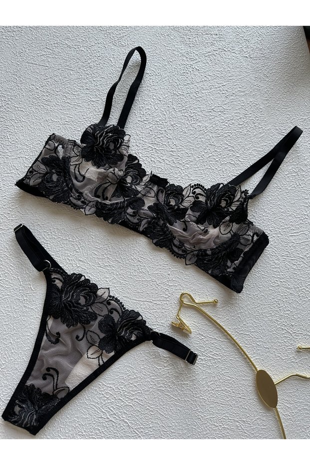 Lace Floral Patterned Bra Set - Bra Set