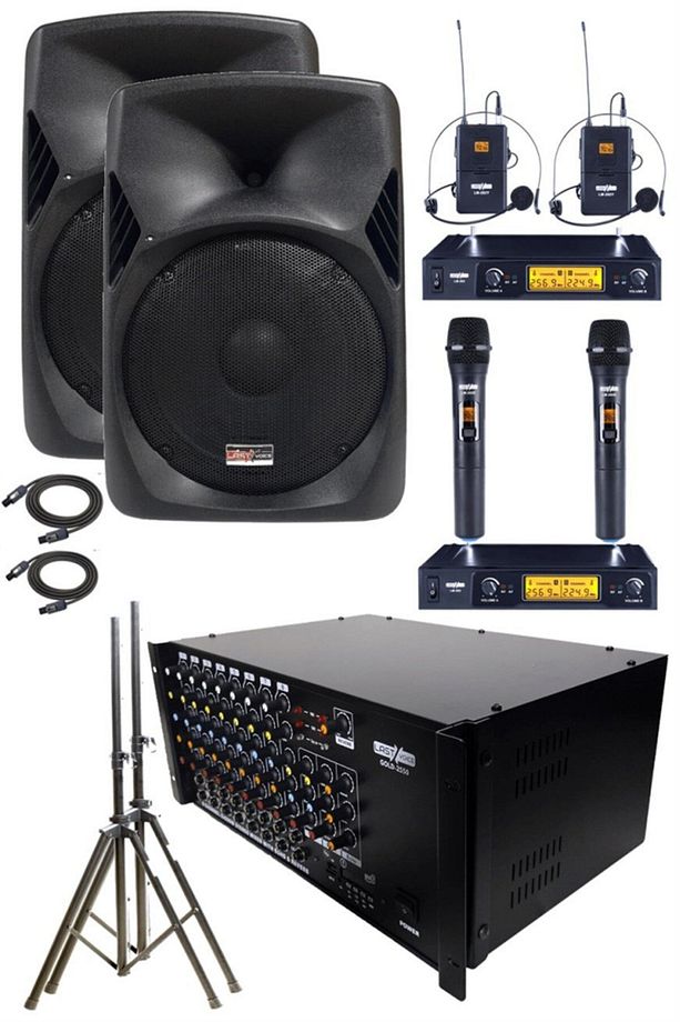 School Paket-2 Okul Tören Ses Sistemi Full Set (HOPARLÖR ANFİ MİKROFON STAND) - 1