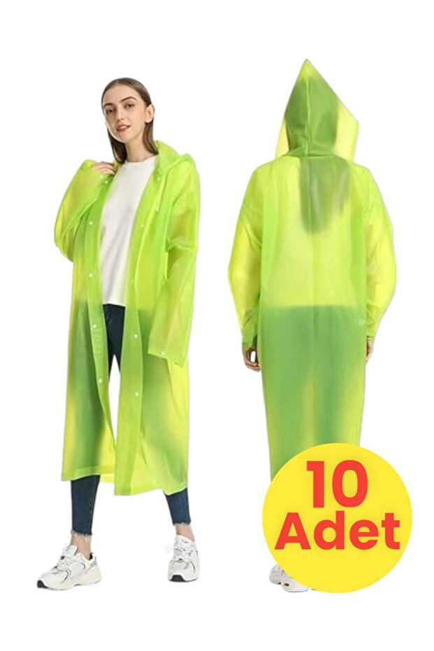 Women's Windproof Hooded Raincoat Eva Raincoat 10 Pieces
