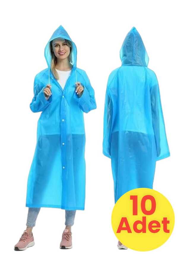 Women's Windproof Hooded Raincoat Eva Raincoat 10 Pieces