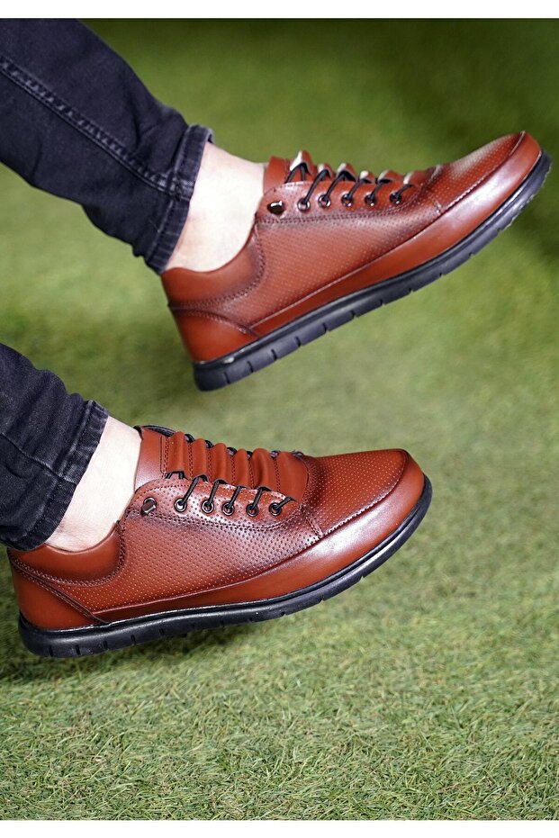 Daily Orthopedic Tan Men's Shoes Laser Model
