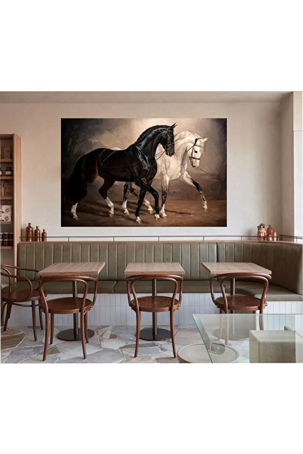 Goods Modern Abstract Black White Horses Horse Canvas Painting