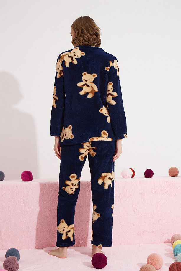 lacivert Alt-Üst Wellsoft Pijama Takım - 4