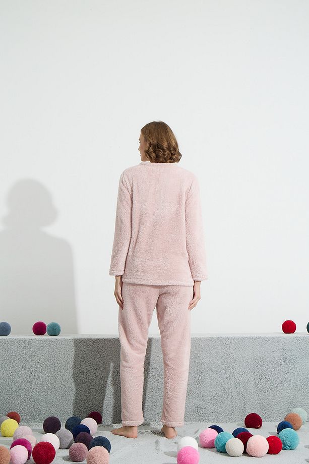 pudra Alt-Üst Wellsoft Nakışlı Pijama Takım - 5