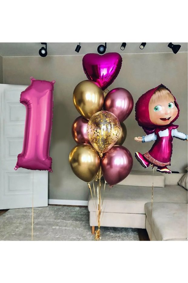 Cartoon Character Balloon Set Table Balloon And 76cm Number Balloon Birthday Ornament Party Set