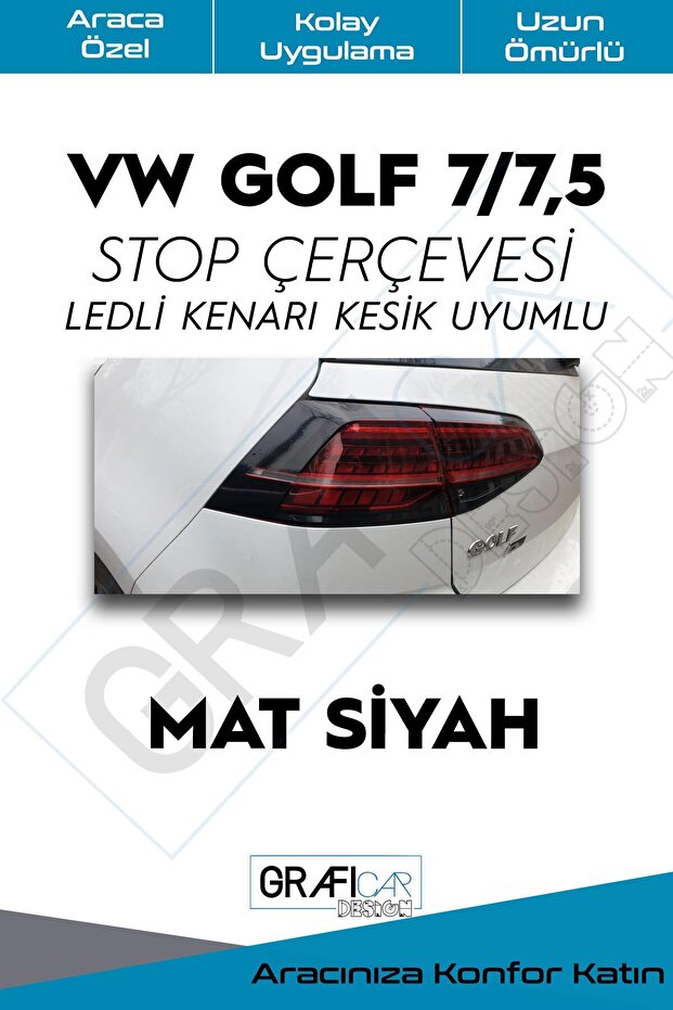 فولكس فاجن جولف 7/7.5 توقف الإطار؟ ملصق سهل الاستخدام، يدوم طويلاً/إيقاف LED/أسود مطفي