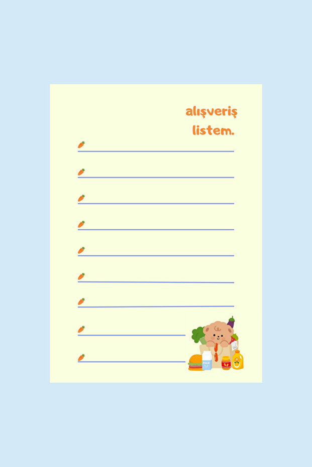Sevimli Kawaii Bloknot , Notepad , Shopping List , Memopad , Planlayıcı , A6 (10,5x14,8 cm) , 100'lü - 2