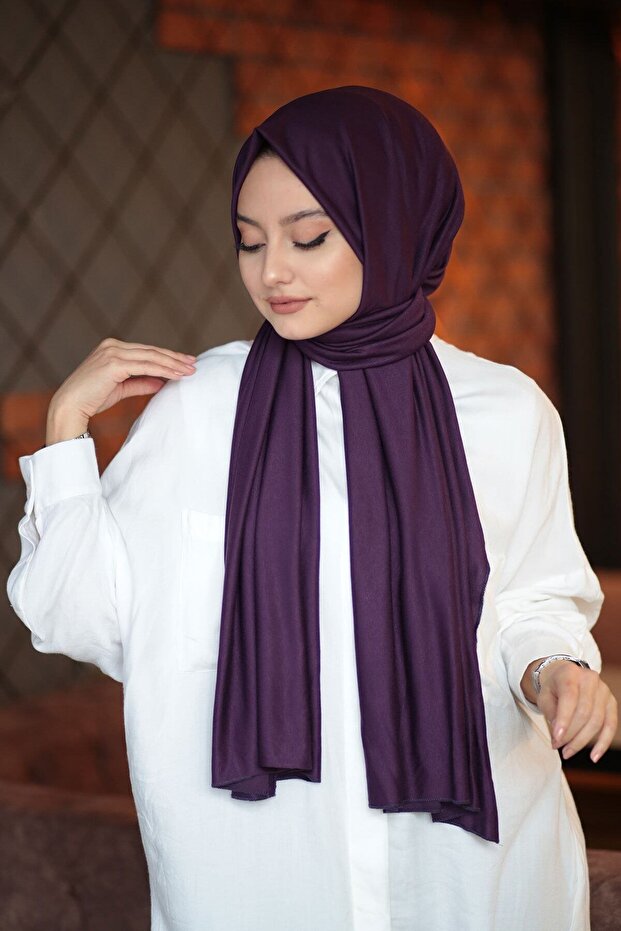 Women's Combed Cotton Shawl Eggplant Purple