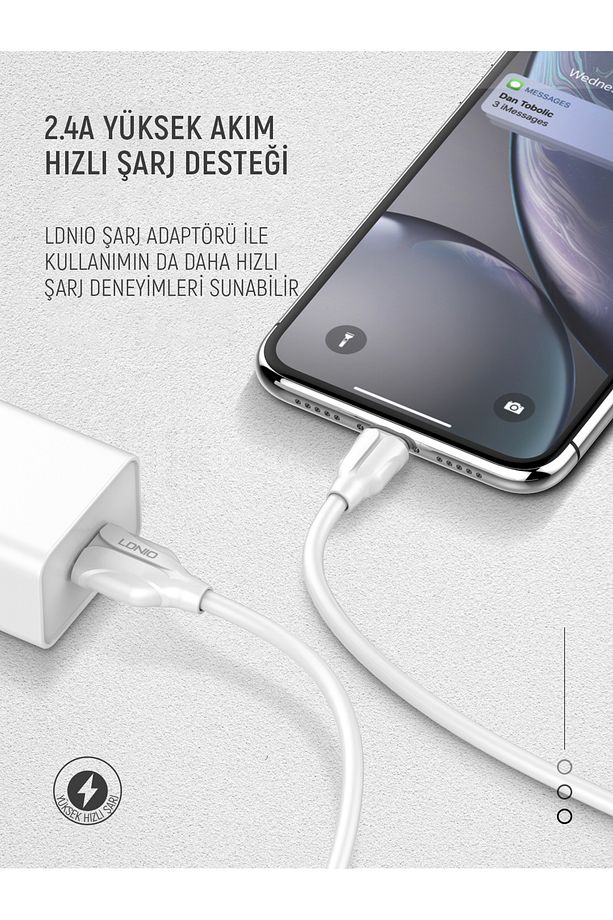 Şarj Ve Veri Aktarım Hızlı Şarj Kablosu 2 Metre Ls362 Type-c - 5