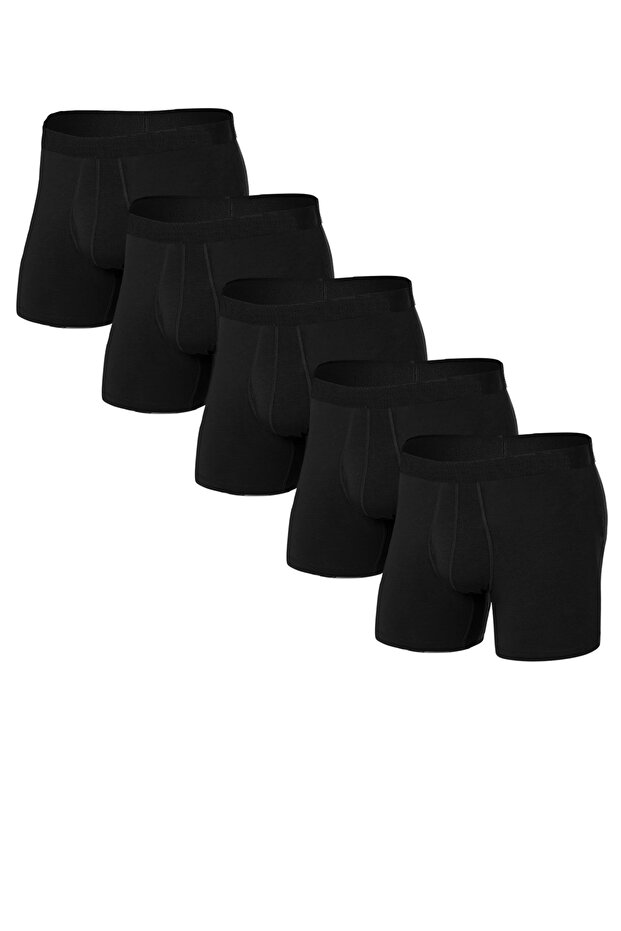 5-Pack Men's Black Boxer Premium Pack 95% Cotton #raisly