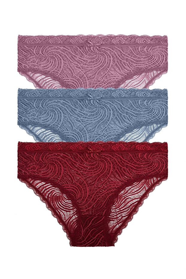 3 Piece Lace High Waist Slip Panties