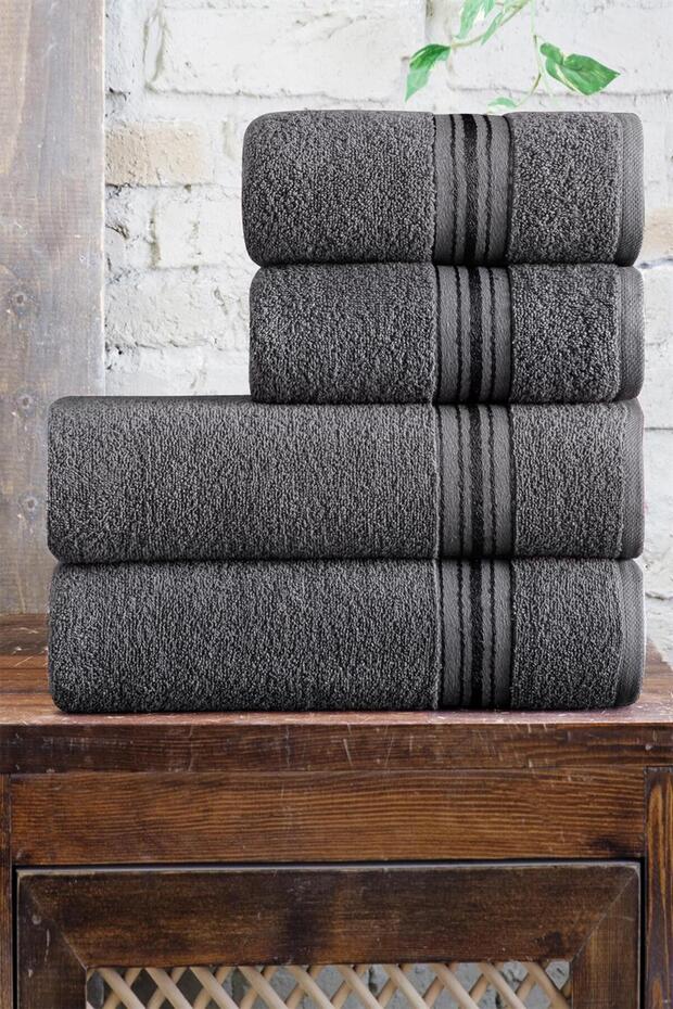 Set of 4 Bath Towel Set Hammam Set 100% Cotton