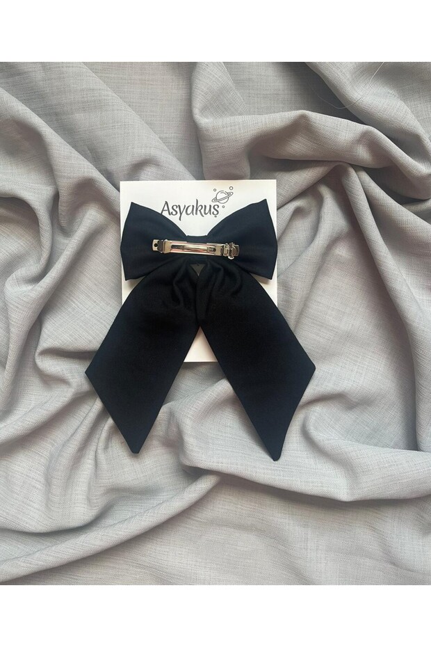 مشبك أوتوماتيكي بفيونكة ذيل لوكس أسود - 3