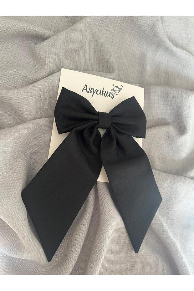 مشبك أوتوماتيكي بفيونكة ذيل لوكس أسود - 2