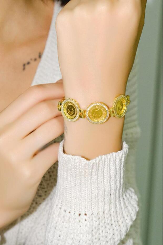 8 Ayar Pullu Çeyrekli 3lü Bileklik - 2